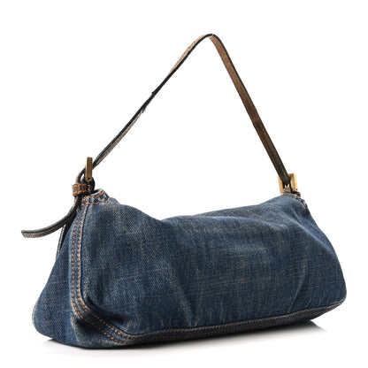 Fendi Denim Lizard Baguette Blue 3 of 10