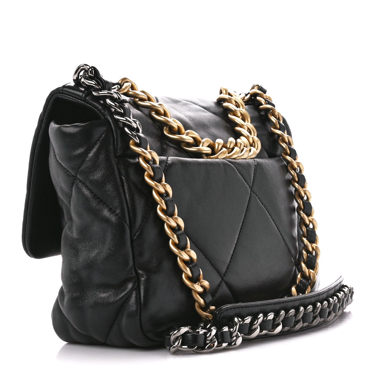 Lambskin Quilted Medium Chanel 19 Flap Black