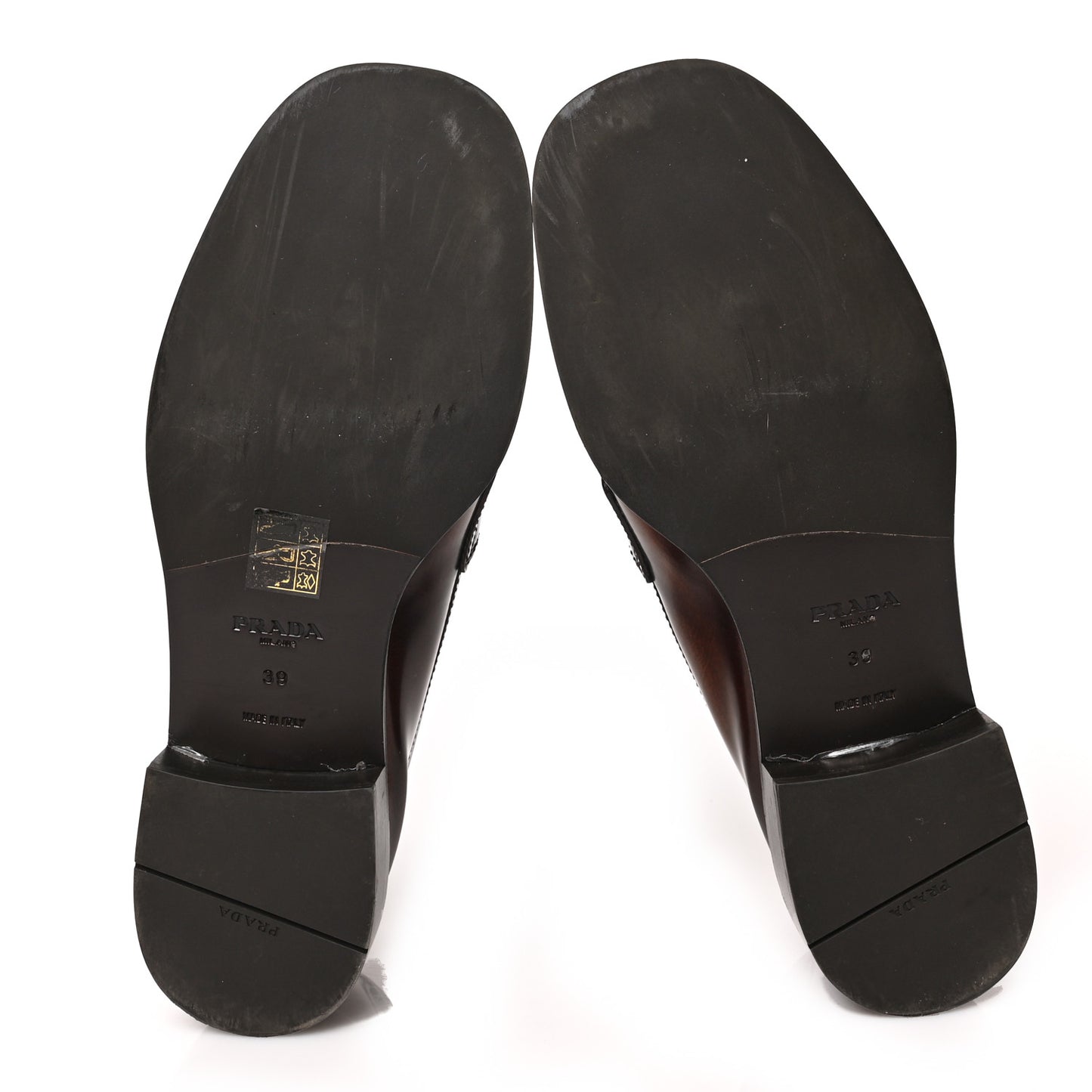 Spazzolato Fume Metal Triangle Logo 20mm Loafers 39 Tobacco