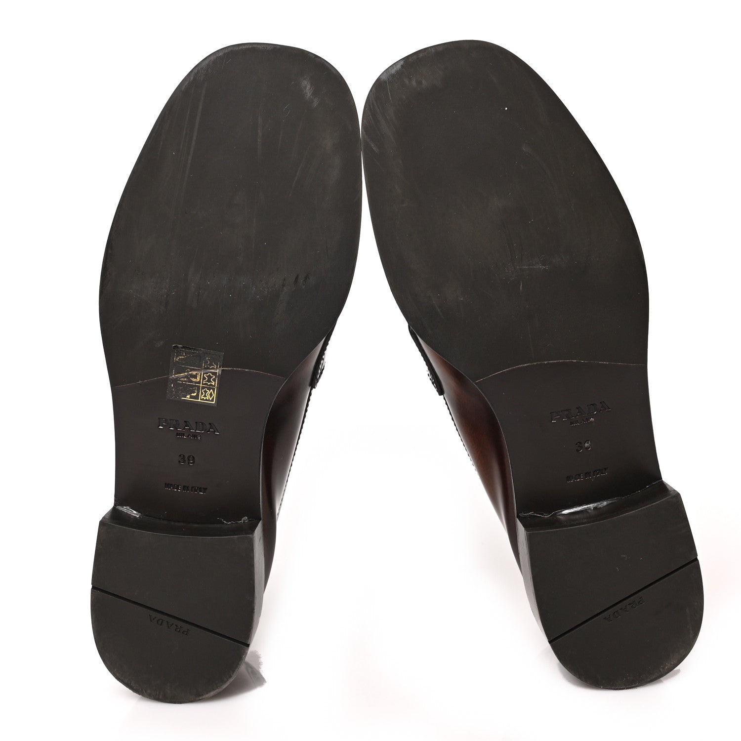 Prada Spazzolato Fume Metal Triangle Logo 20mm Loafers 39 Tobacco 5 of 8