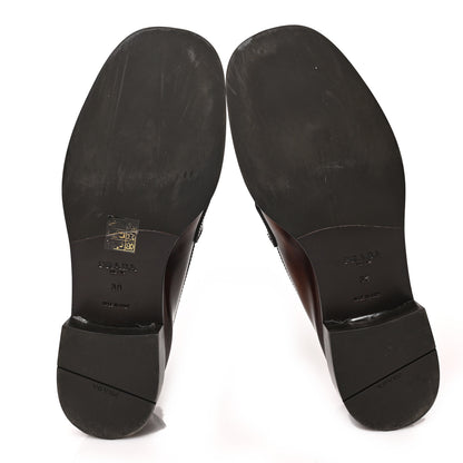 Prada Spazzolato Fume Metal Triangle Logo 20mm Loafers 39 Tobacco 5 of 8