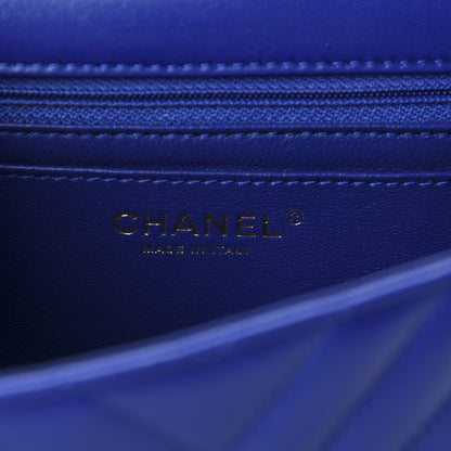 Chanel Lambskin Chevron Quilted Mini Rectangular Flap Blue 8 of 11