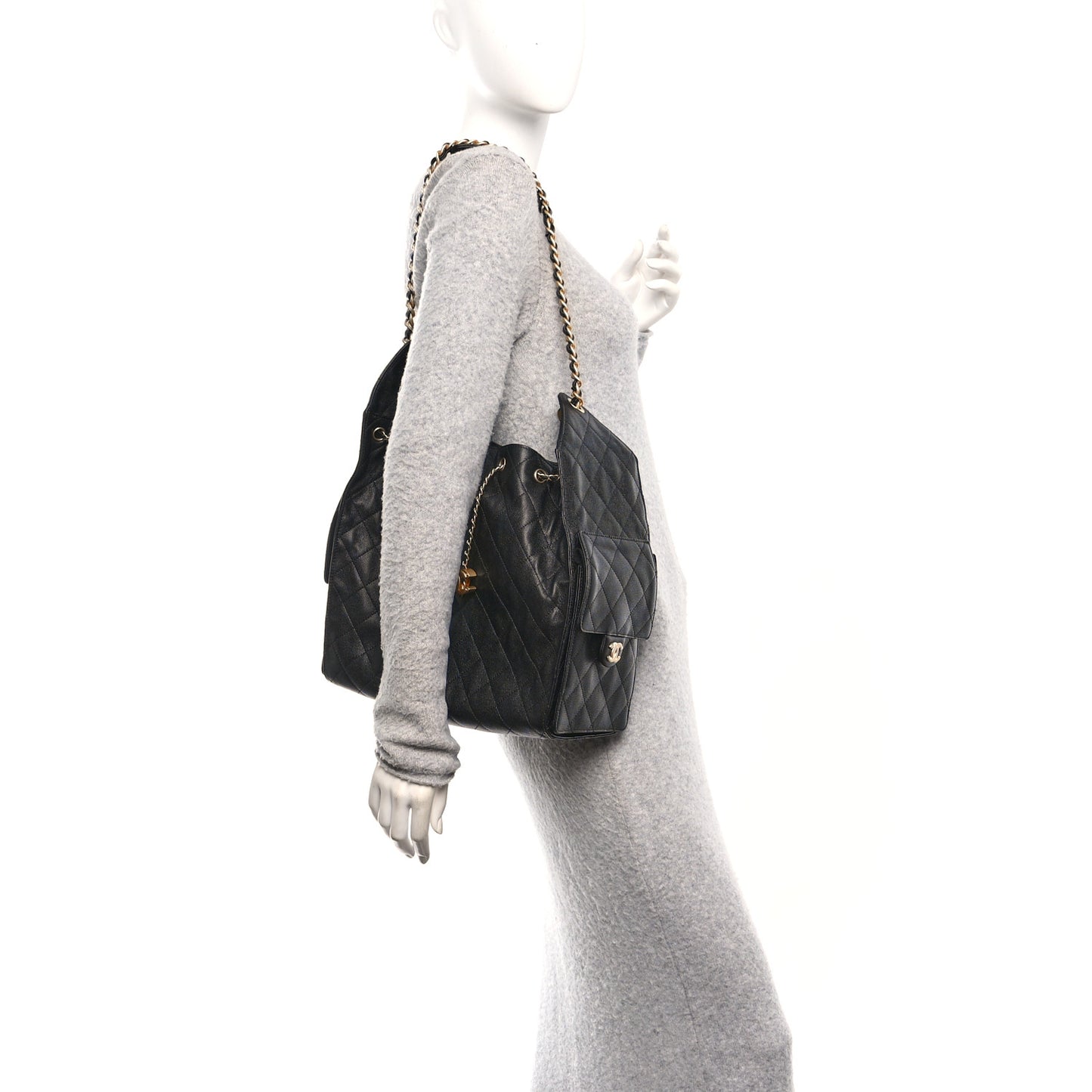 Caviar Quilted Medium Chanel 25 Handbag Black