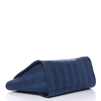 Chanel Woven Straw Raffia Striped Large Deauville Tote Navy Blue 4 of 11