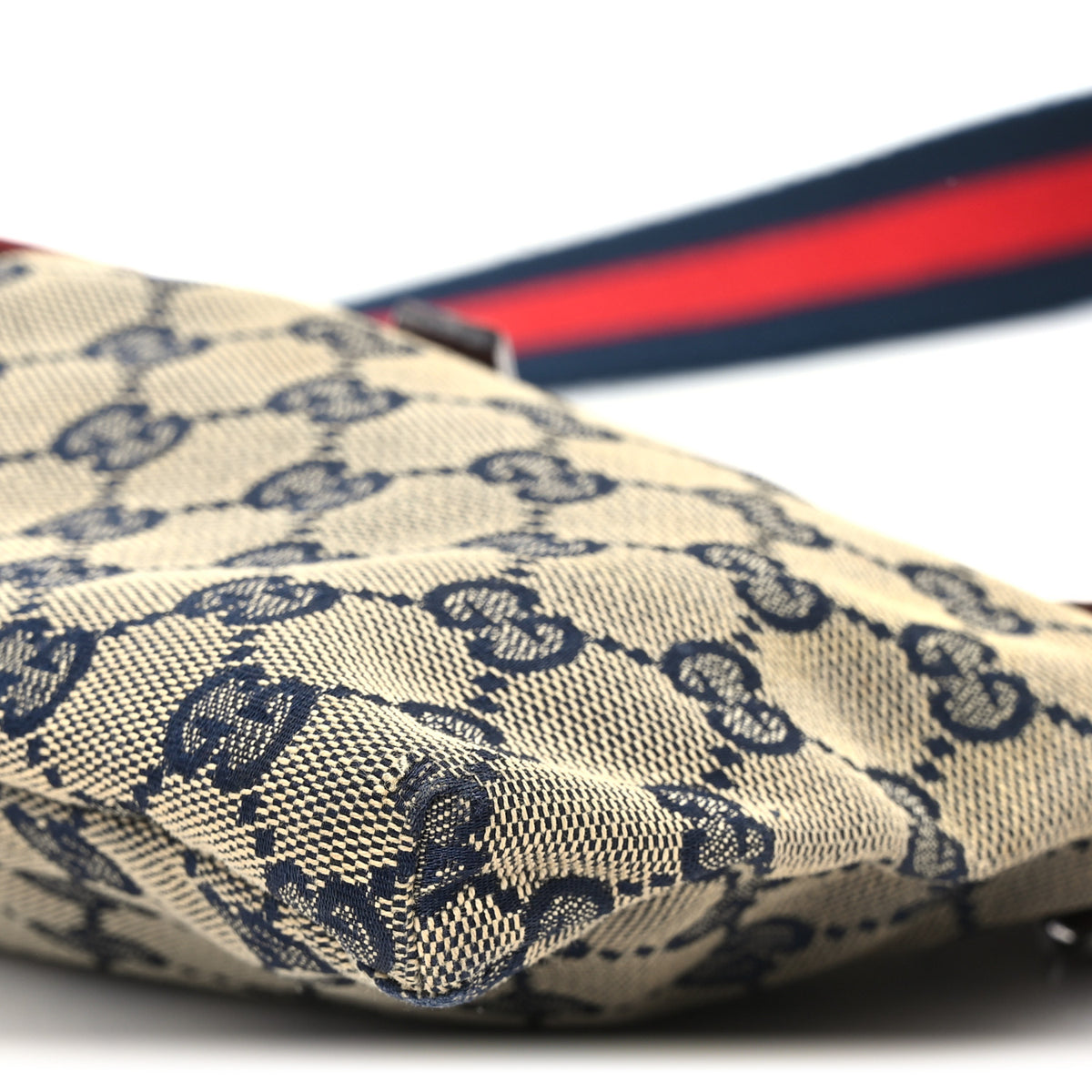 Gucci GG Monogram Web Double Pocket Belt Bag Navy Red 12 of 12