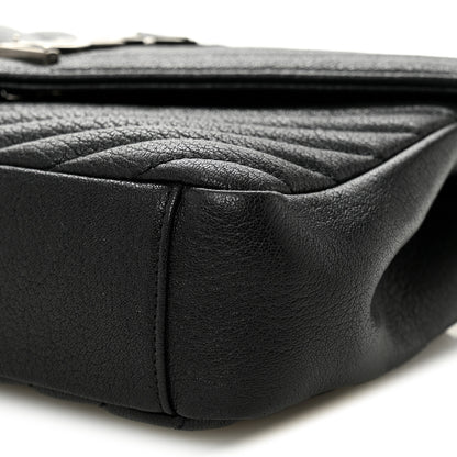 Saint Laurent Sheepskin Matelasse Chevron Monogram Medium College Bag Black 11 of 11