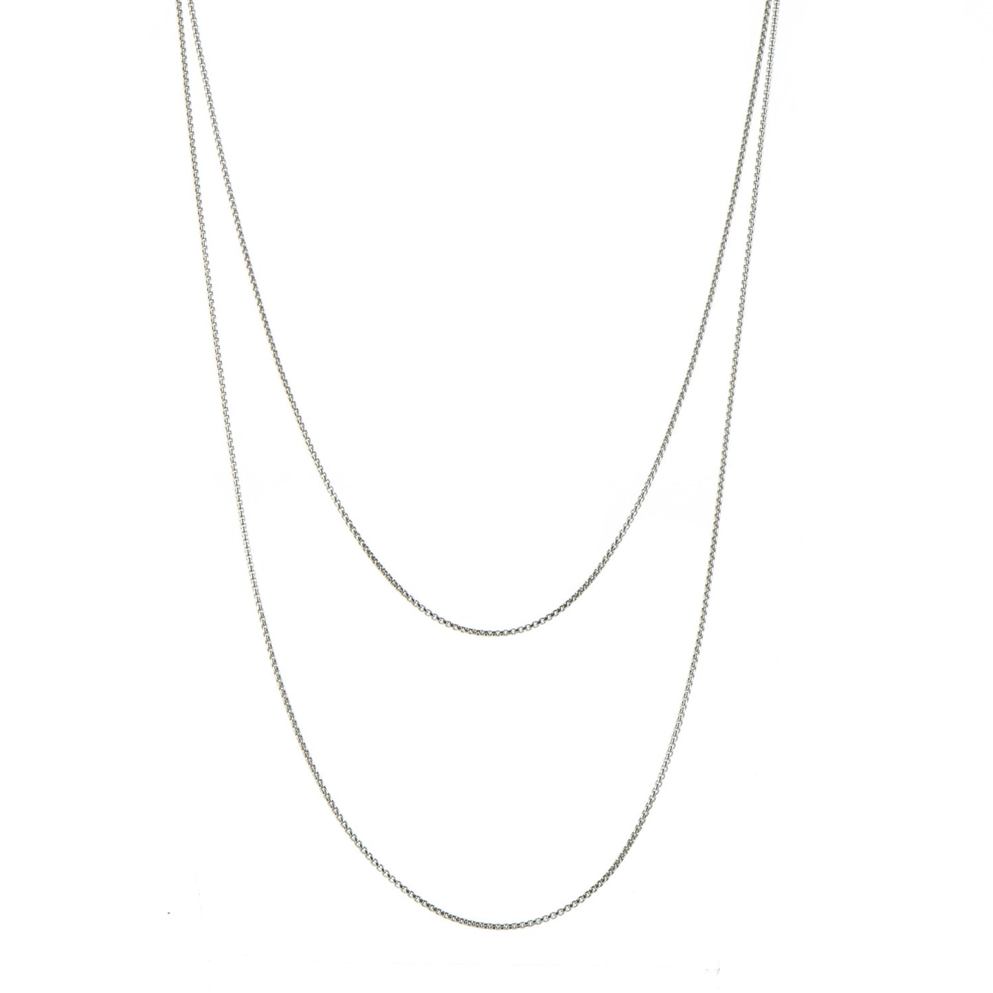 Sterling Silver 14K Yellow Gold 1.7mm Box Chain Necklace 72"
