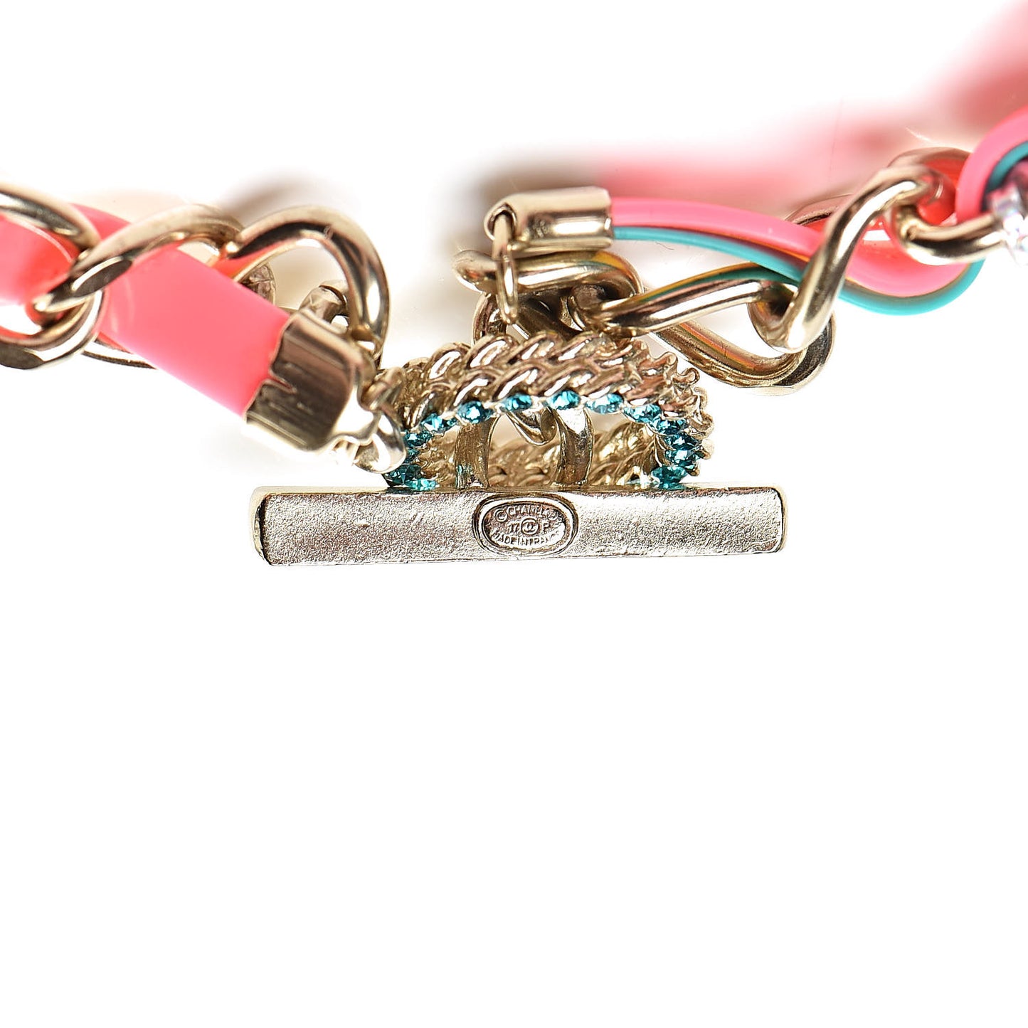 Metal Strass PVC Enamel CC Chain Link Choker Necklace Gold Blue Pink Yellow