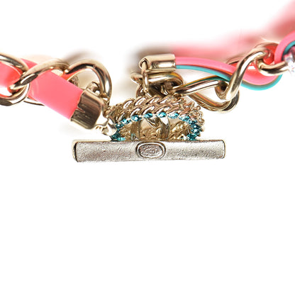Chanel Metal Strass PVC Enamel CC Chain Link Choker Necklace Gold Blue Pink Yellow 7 of 8
