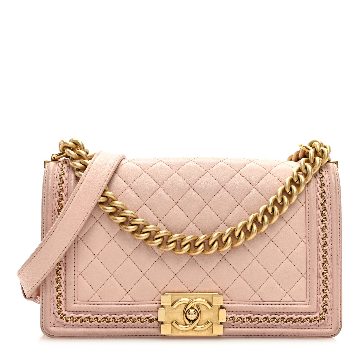 Chanel Lambskin Quilted Medium Chain Detail Boy Flap Light Pink 1 of 11