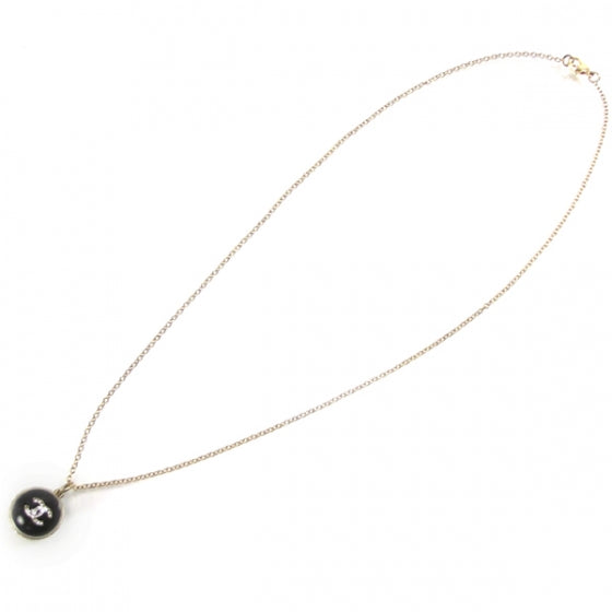 Gold Rhinstone CC Logo Ball Necklace