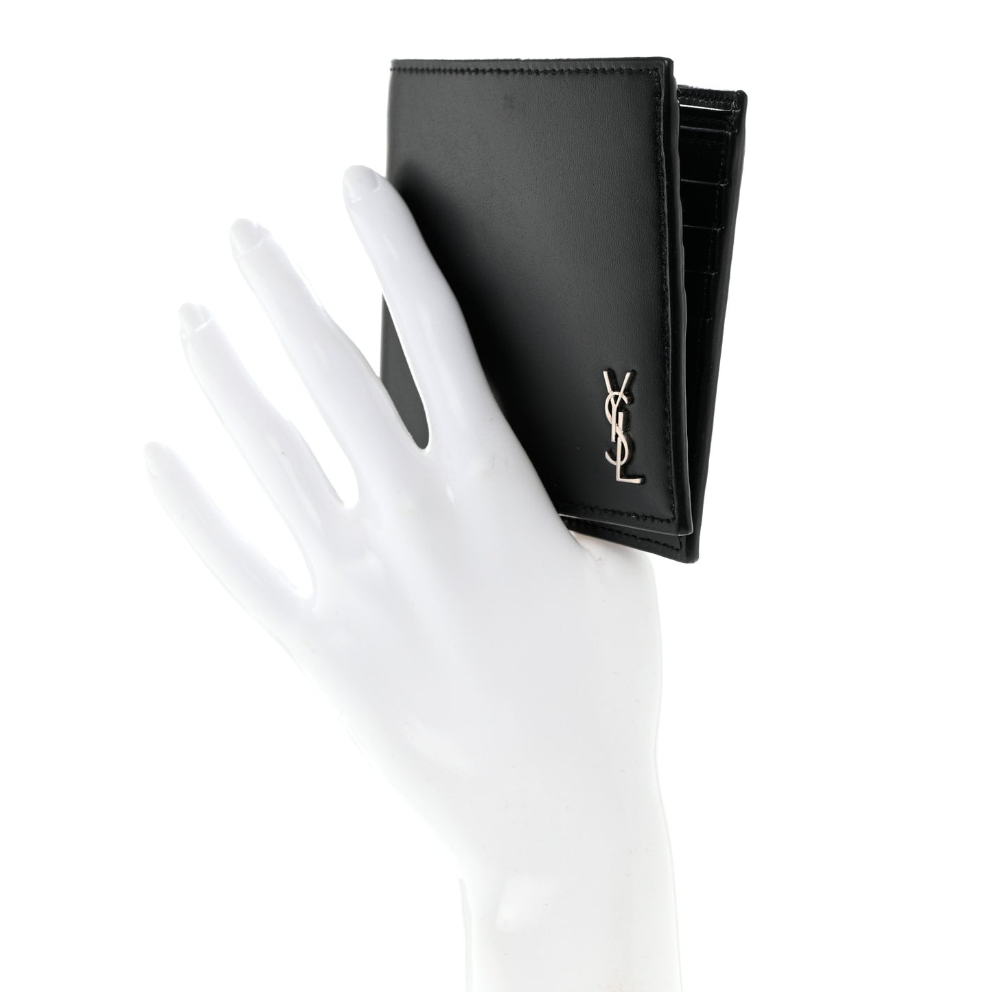 Matte Calfskin Tiny Cassandre East West Wallet Black