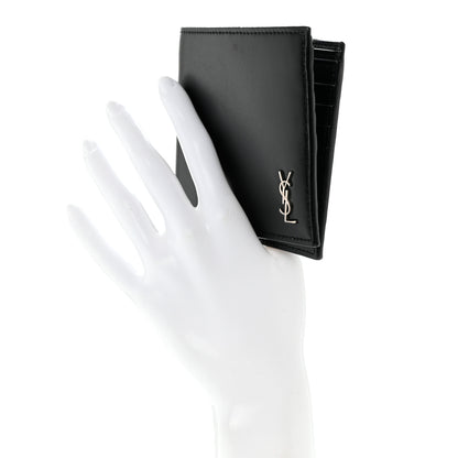 Saint Laurent Matte Calfskin Tiny Cassandre East West Wallet Black 2 of 7