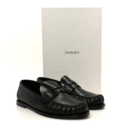 Saint Laurent Calfskin Penny Loafers 37.5 Black 10 of 10