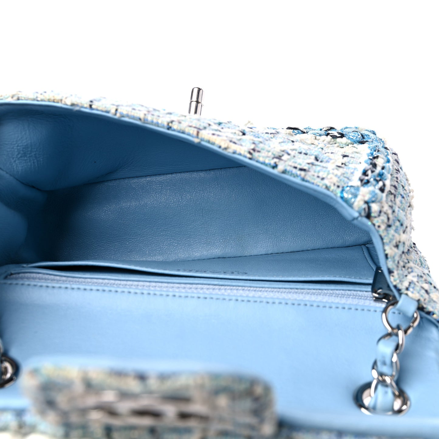 Tweed Braid Mini Flap Blue White Navy