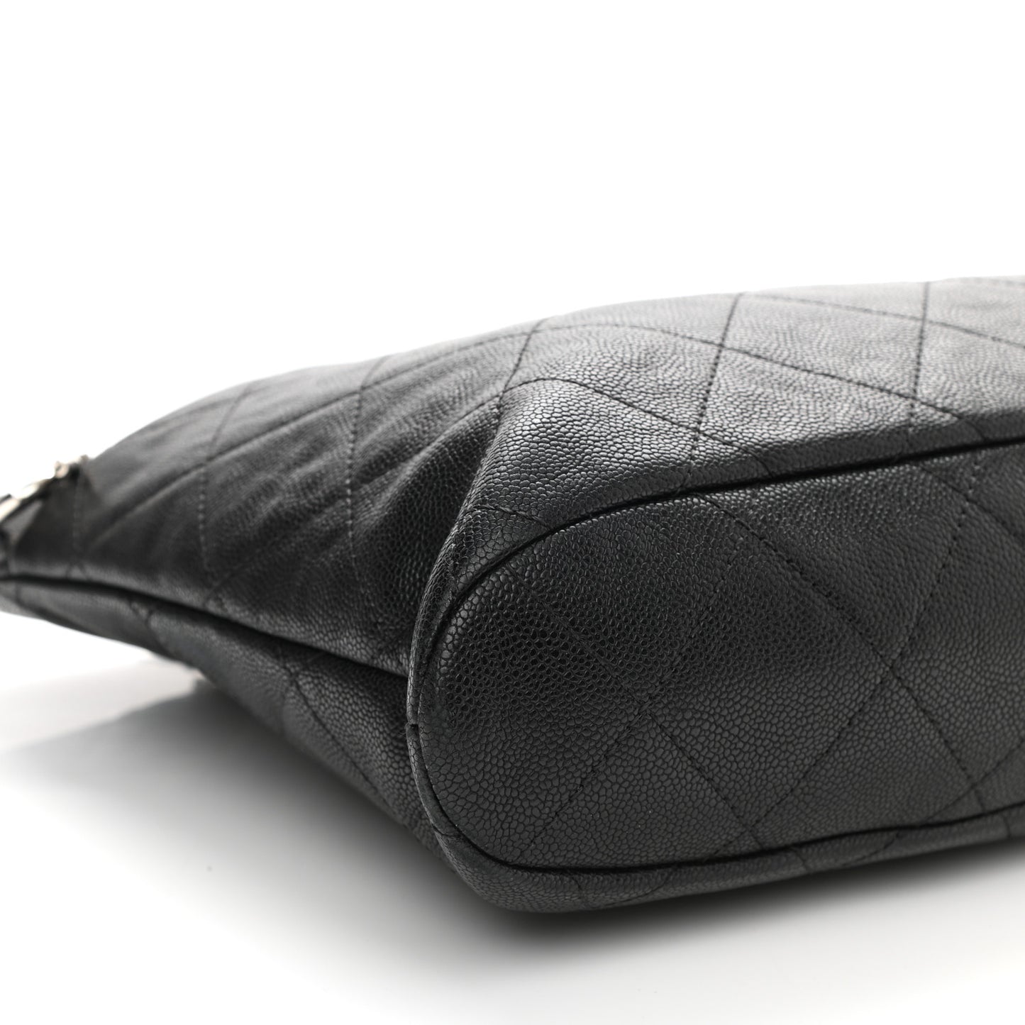 Caviar Quilted Shopping Tote Black
