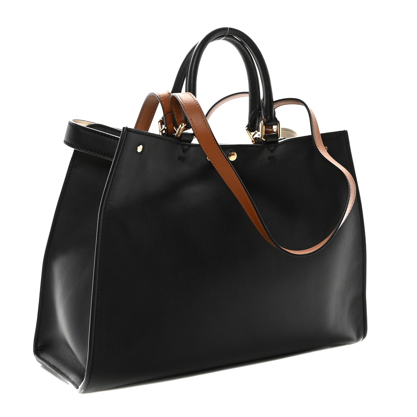 Vitello Seta Century Small Peekaboo X-Tote Black Brandy