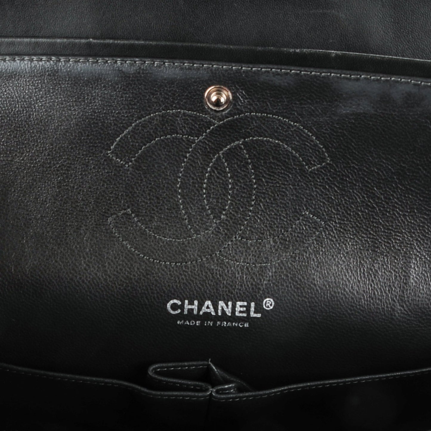 Patent Quilted Medium Double Flap Dark Green