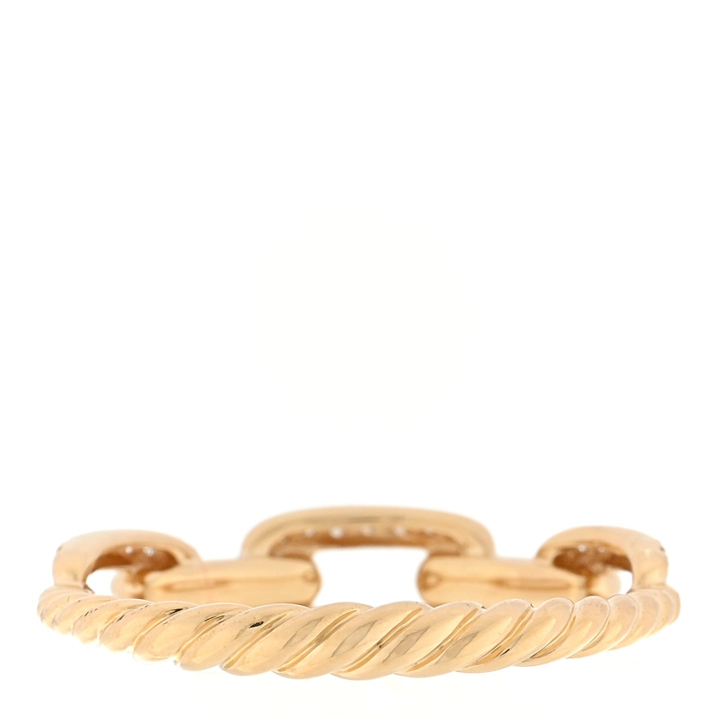 18K Yellow Gold Diamond 4.5mm Stax Single Row Chain Link Ring 50 5.5