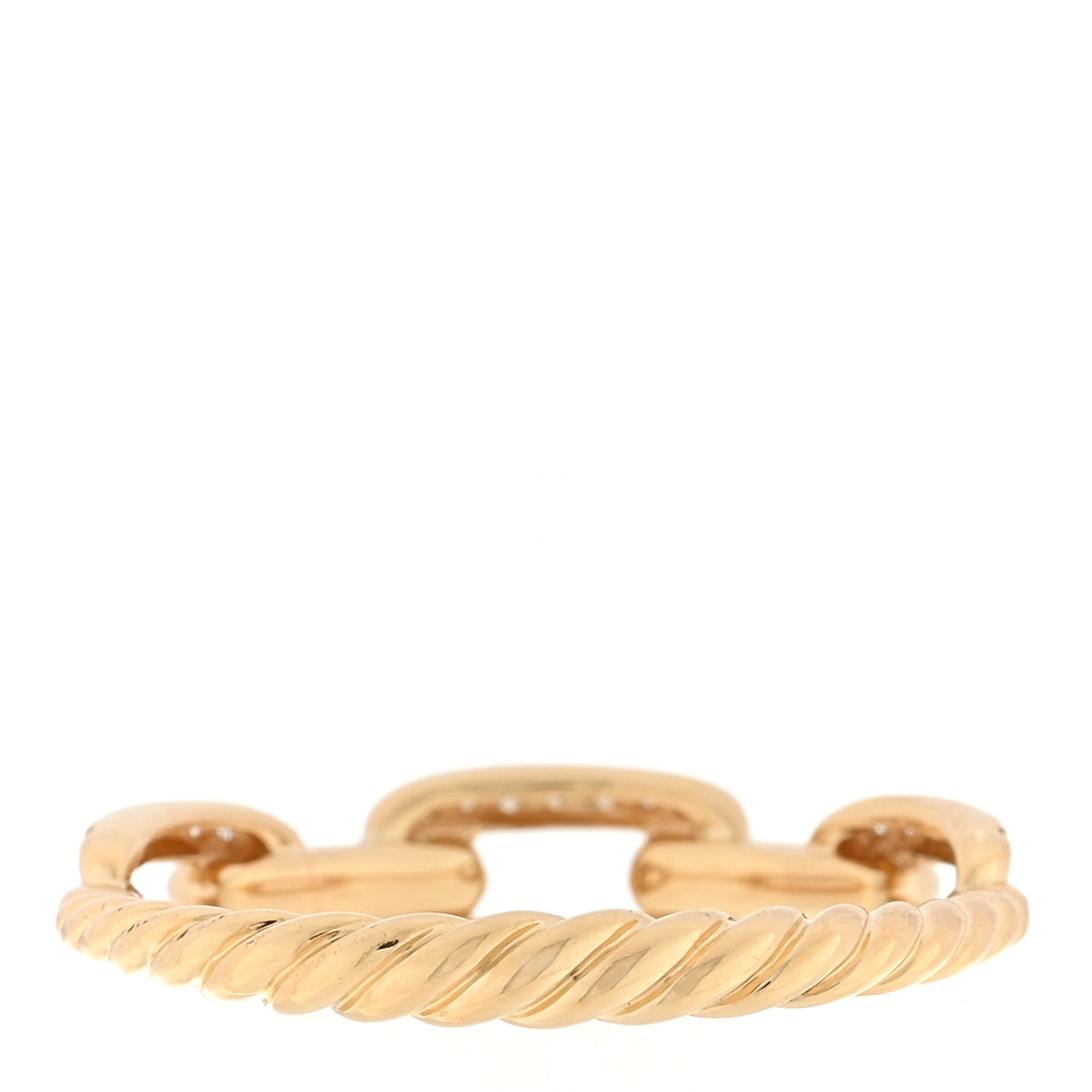 David Yurman 18K Yellow Gold Diamond 4.5mm Stax Single Row Chain Link Ring 50 5.5 3 of 4