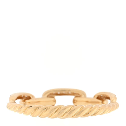 David Yurman 18K Yellow Gold Diamond 4.5mm Stax Single Row Chain Link Ring 50 5.5 3 of 4