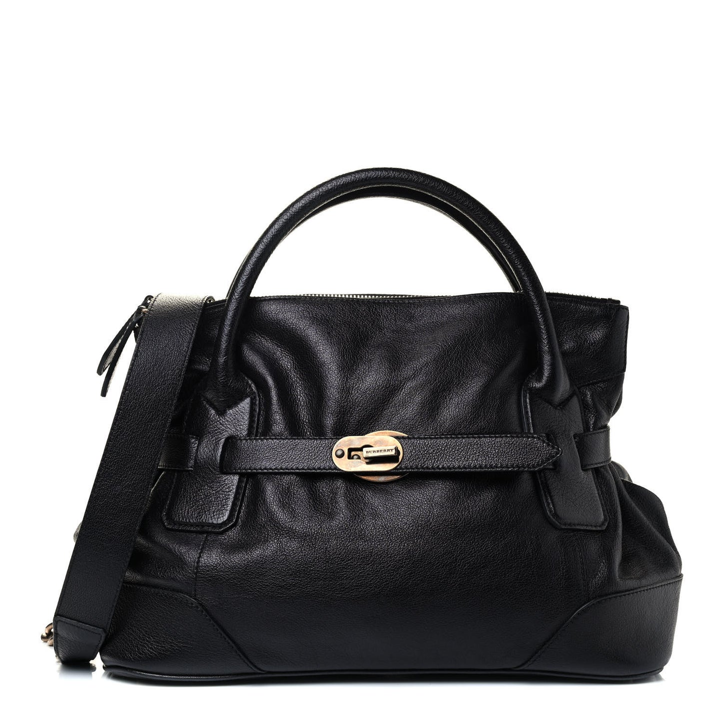 Grainy Calfskin Medium Larsen Bowling Bag Black