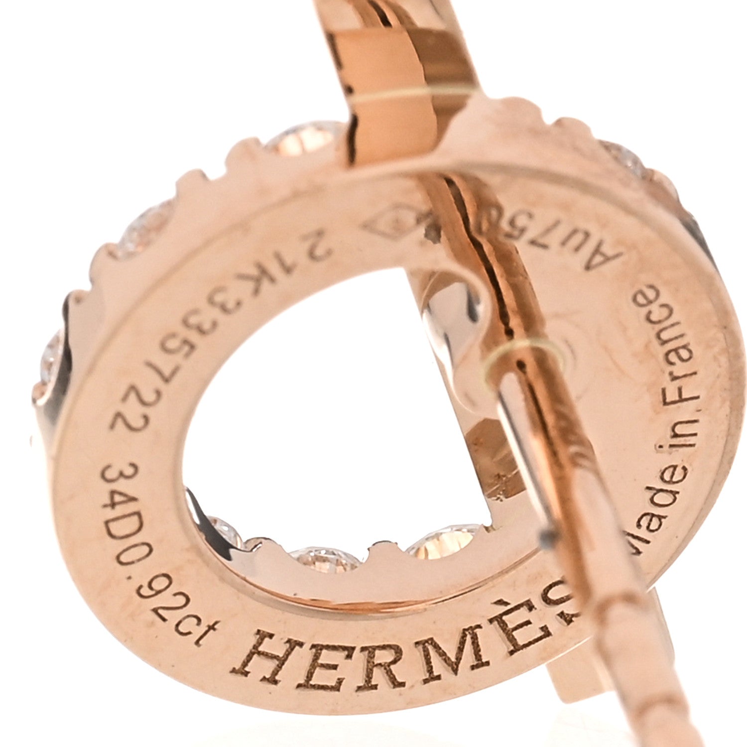 Hermes 18K Rose Gold Diamond Finesse Earrings 4 of 5