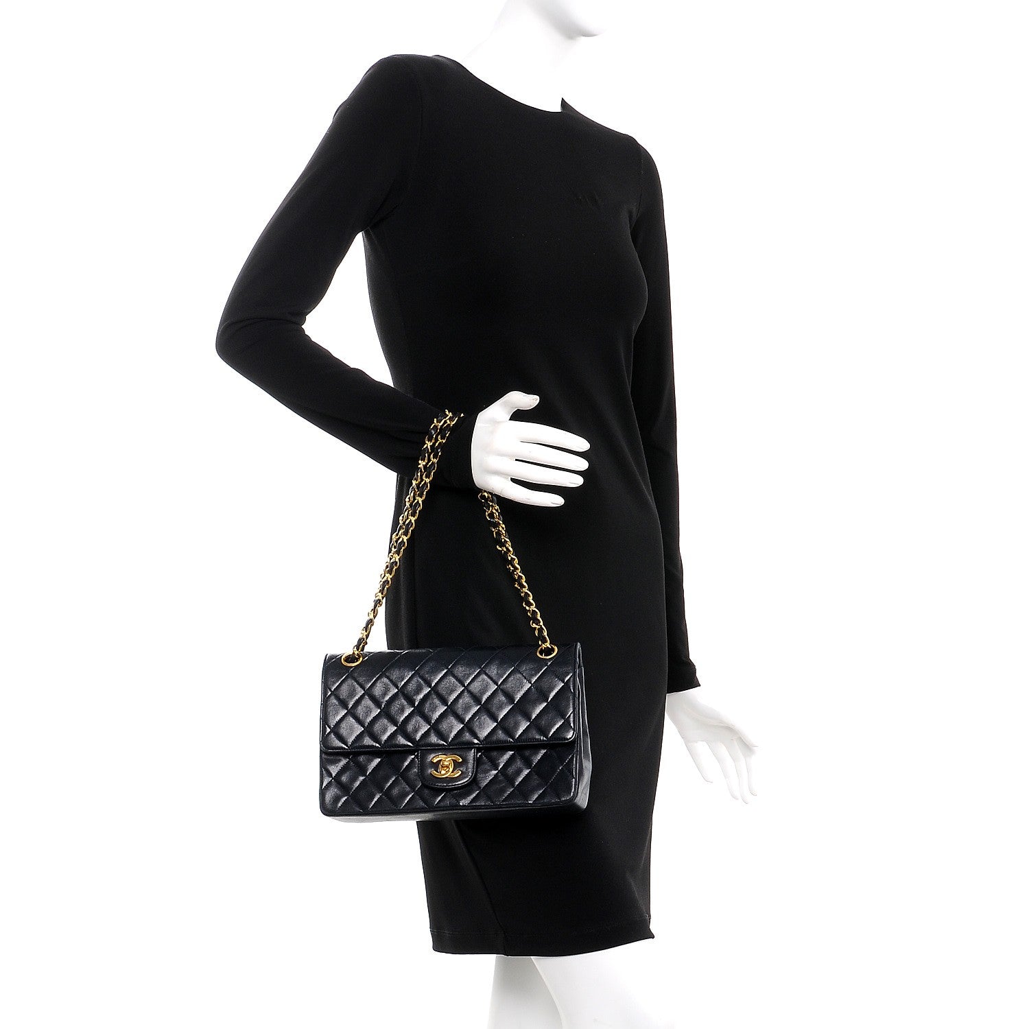 Chanel Lambskin Quilted Medium Double Flap Navy 3 of 14