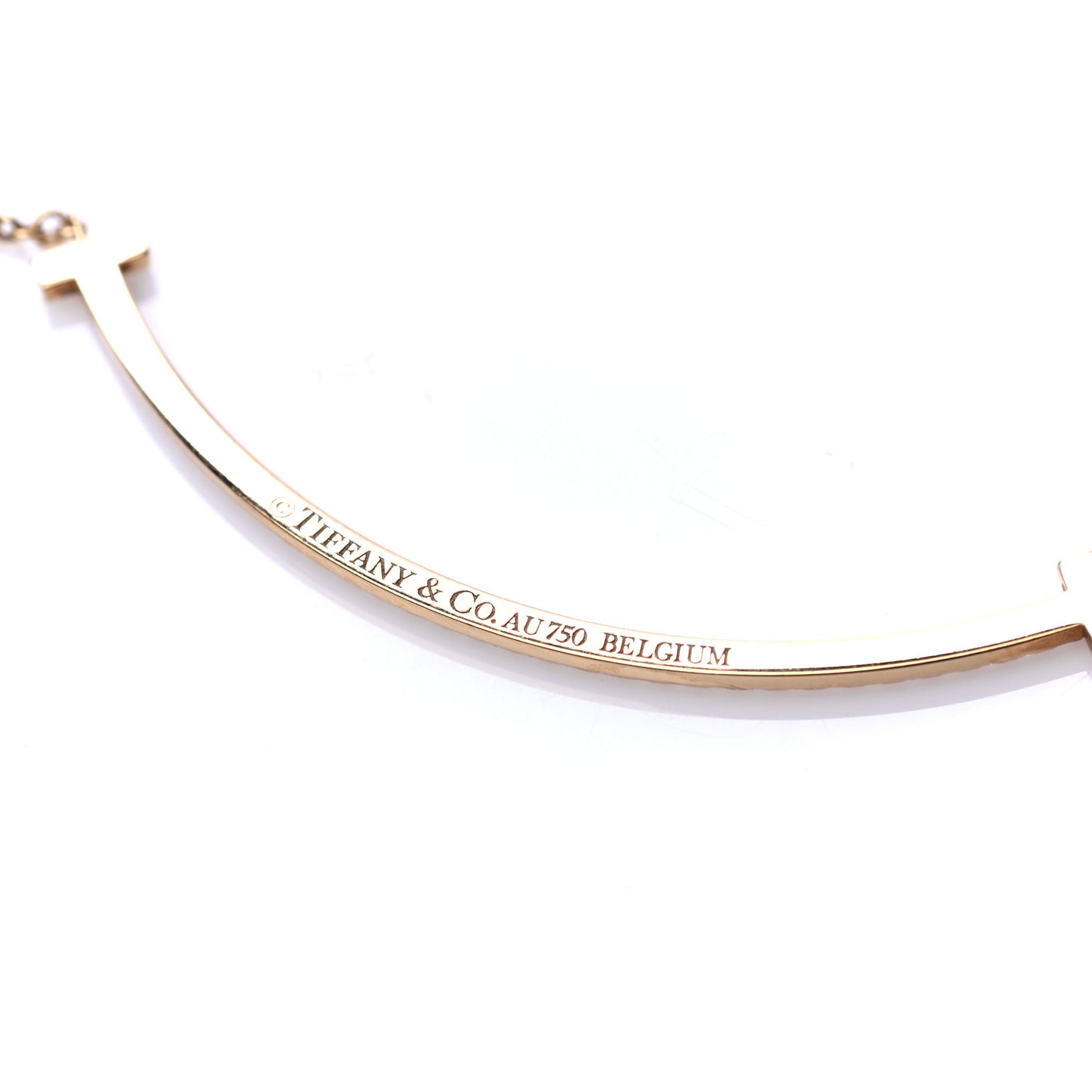 18K Yellow Gold Diamond Small T Smile Pendant Necklace