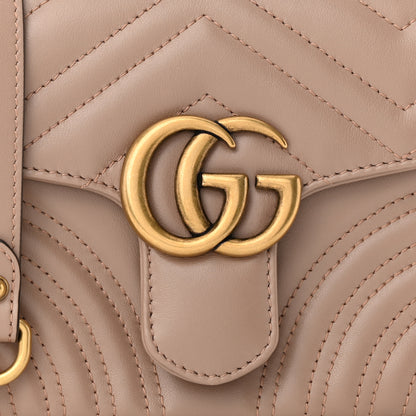 Gucci Calfskin Matelasse Mini GG Marmont Top Handle Shoulder Bag Porcelain Rose 8 of 11