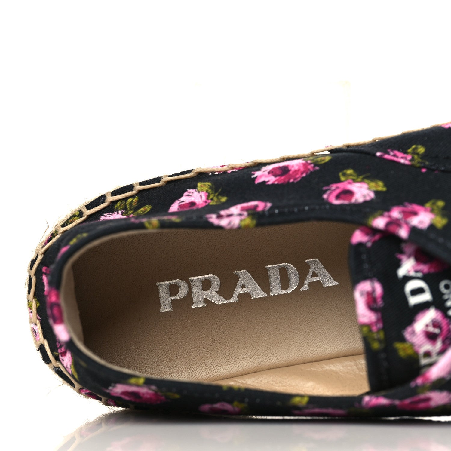 Prada Canvas Printed Espadrille Sneakers 38.5 Black Multicolor 7 of 8