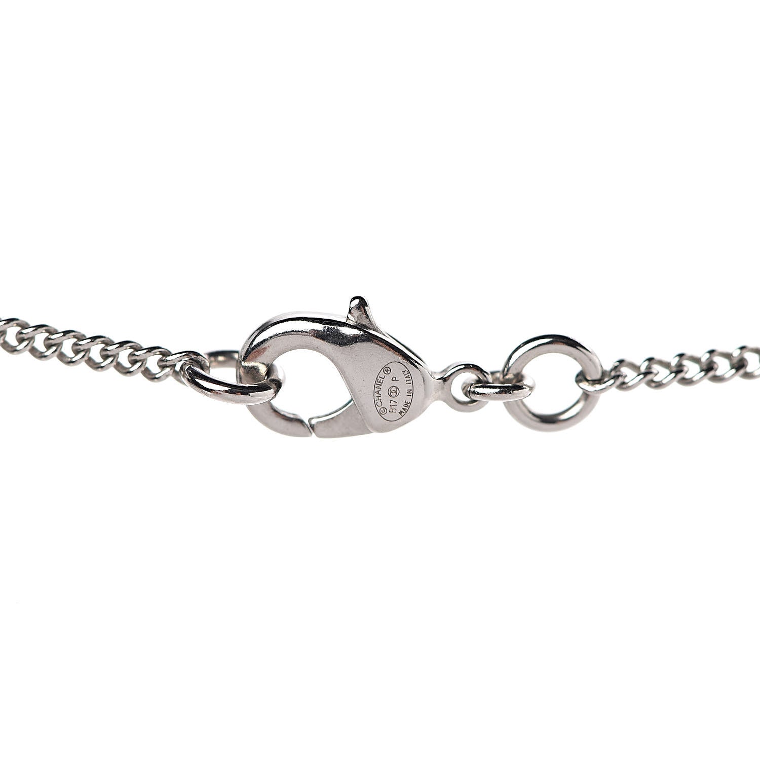 Chanel Crystal CC Bow Necklace Silver Black 5 of 5