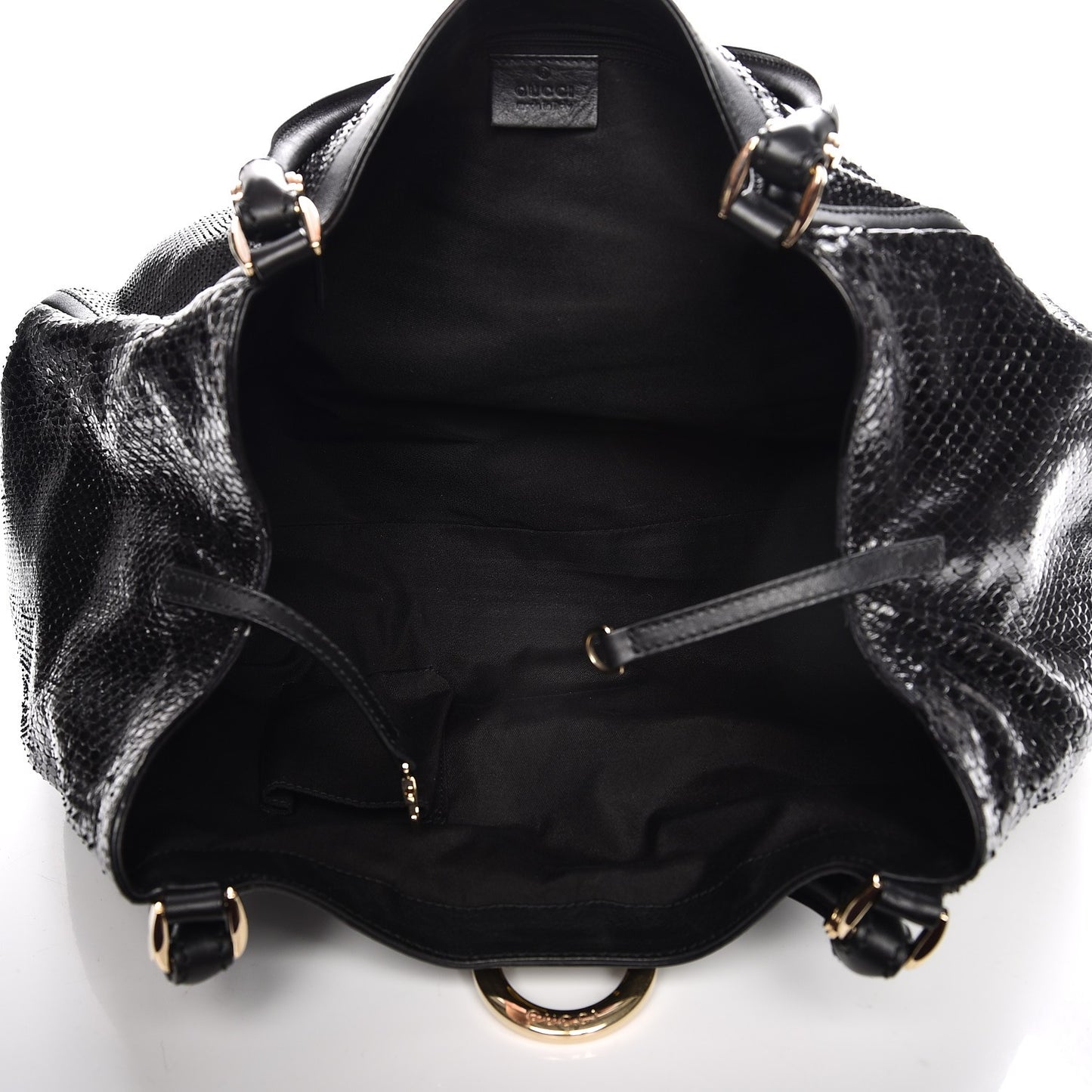 Python Large D Ring Hobo Black