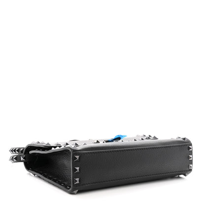 Valentino Garavani Pebbled Calfskin Monochrome Medium Rockstud Flip Lock Crossbody Bag Black 4 of 10