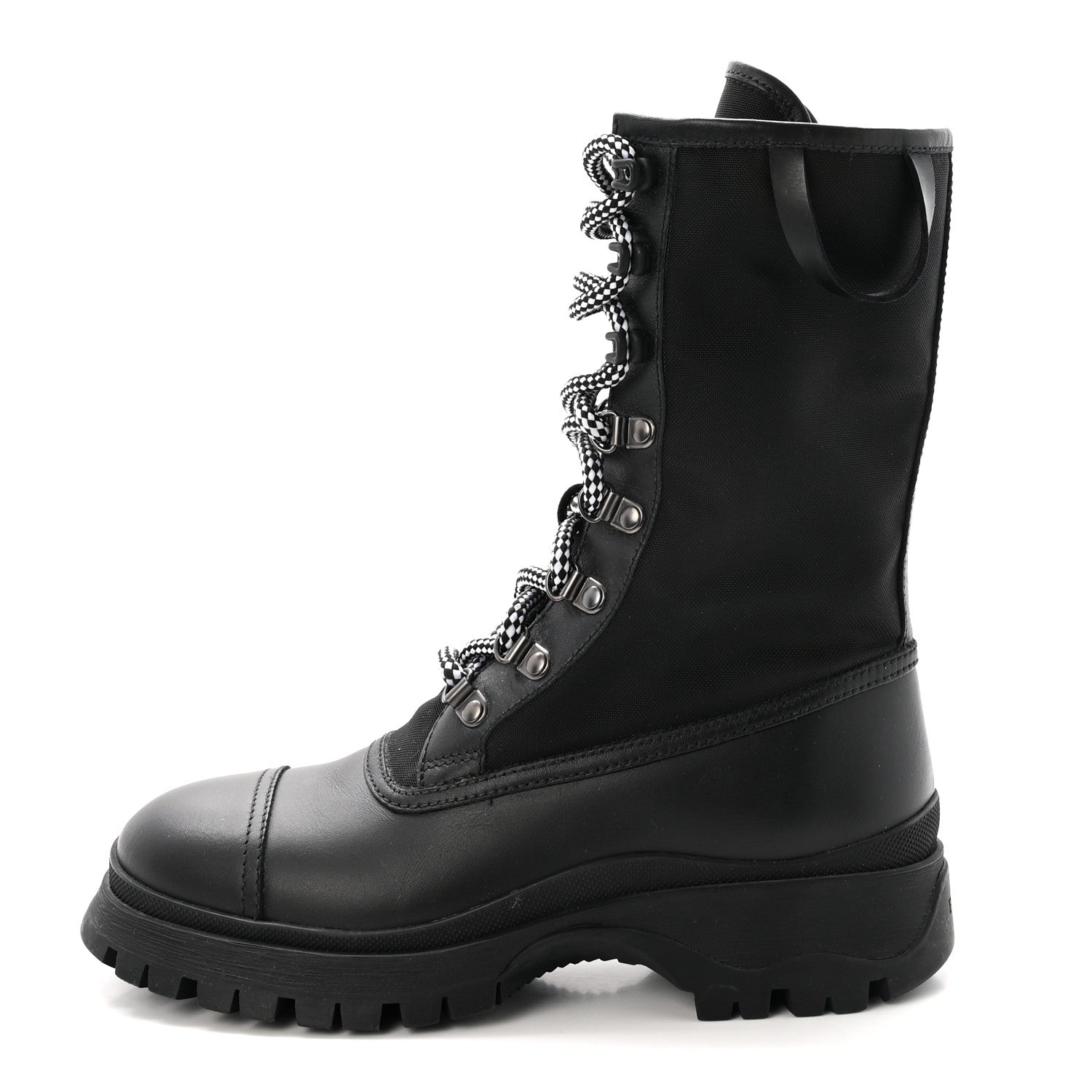 Prada Vitello Montana Neoprene Combat Boots 36 Black 1 of 10