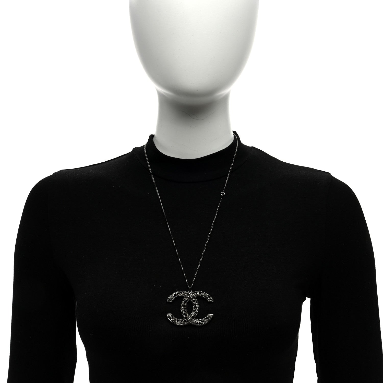 Chanel Ruthenium CC Pendant Necklace 2 of 4
