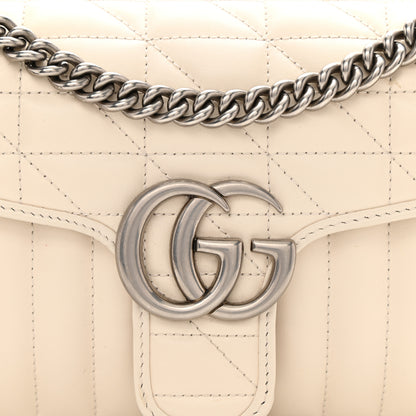 Gucci Calfskin Matelasse Aria Small GG Marmont Shoulder Bag Mystic White 8 of 8