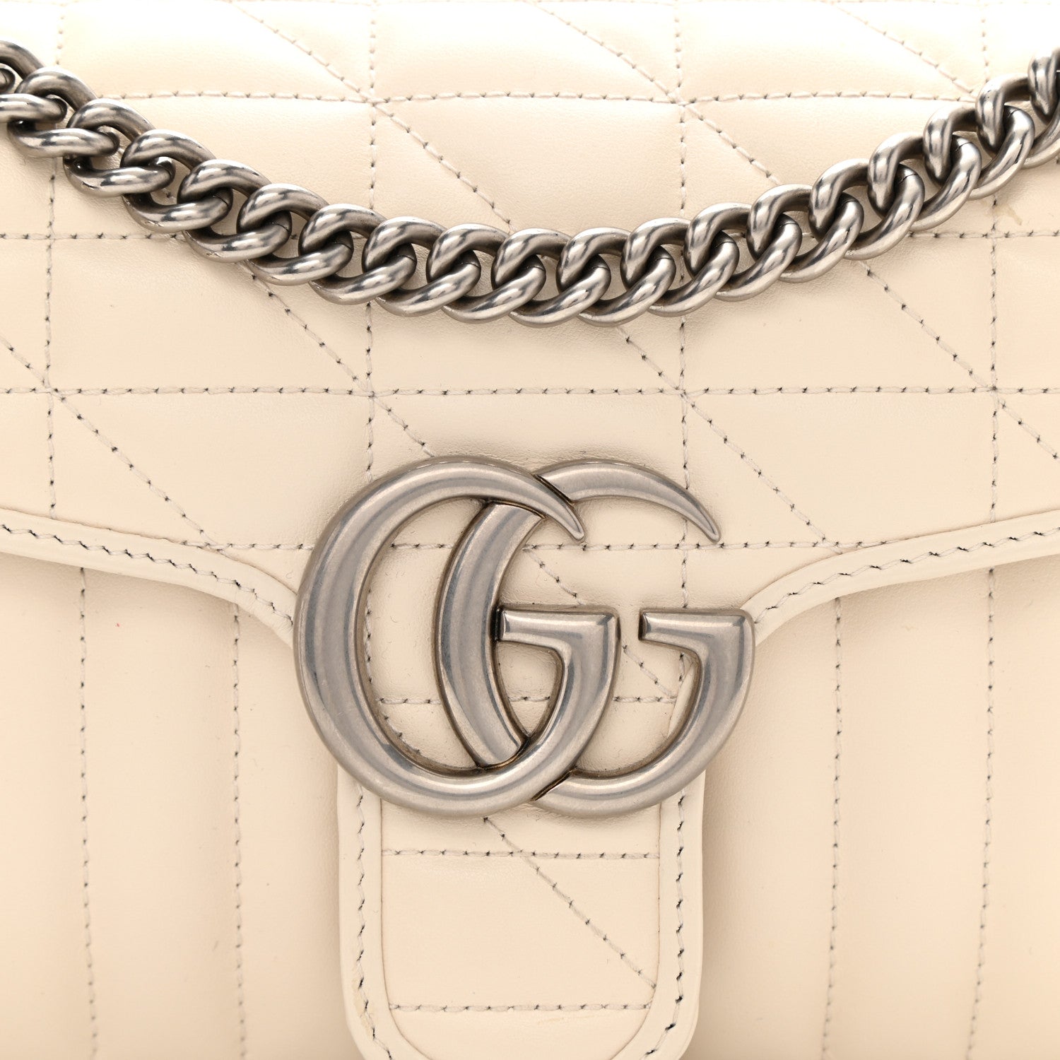 Gucci Calfskin Matelasse Aria Small GG Marmont Shoulder Bag Mystic White 8 of 8