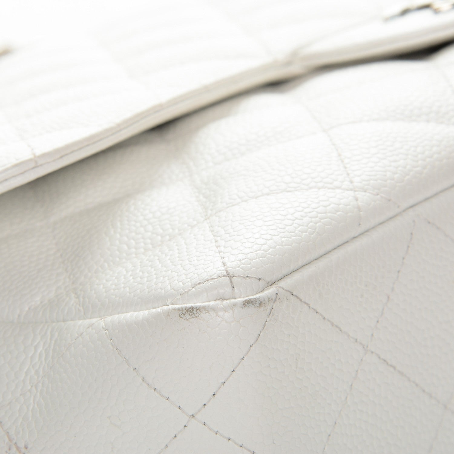 Chanel Caviar Quilted Jumbo Single Flap White 6 of 13