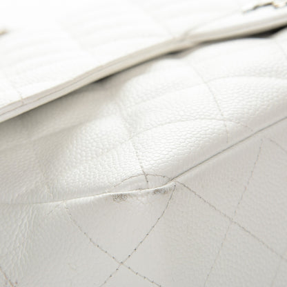 Chanel Caviar Quilted Jumbo Single Flap White 6 of 13