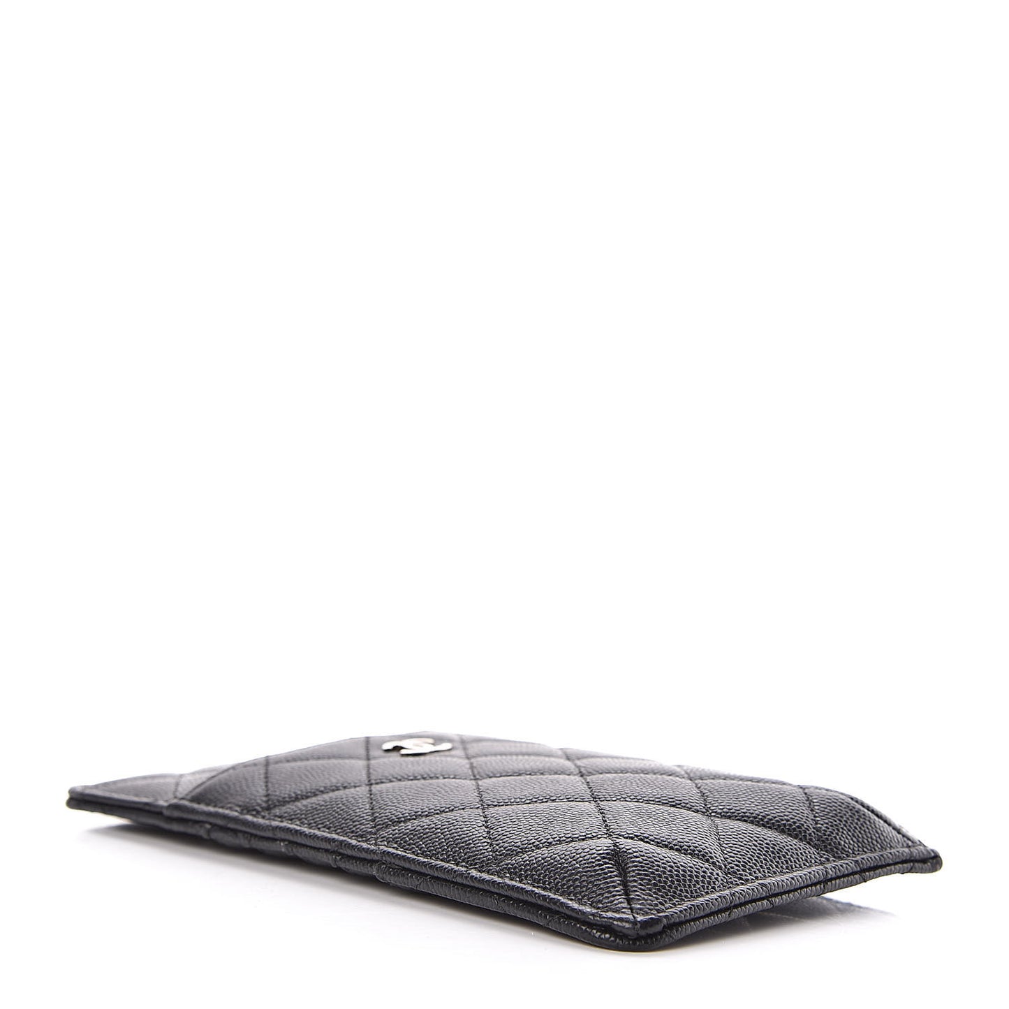Caviar Quilted Classic Flat Wallet Pouch Black