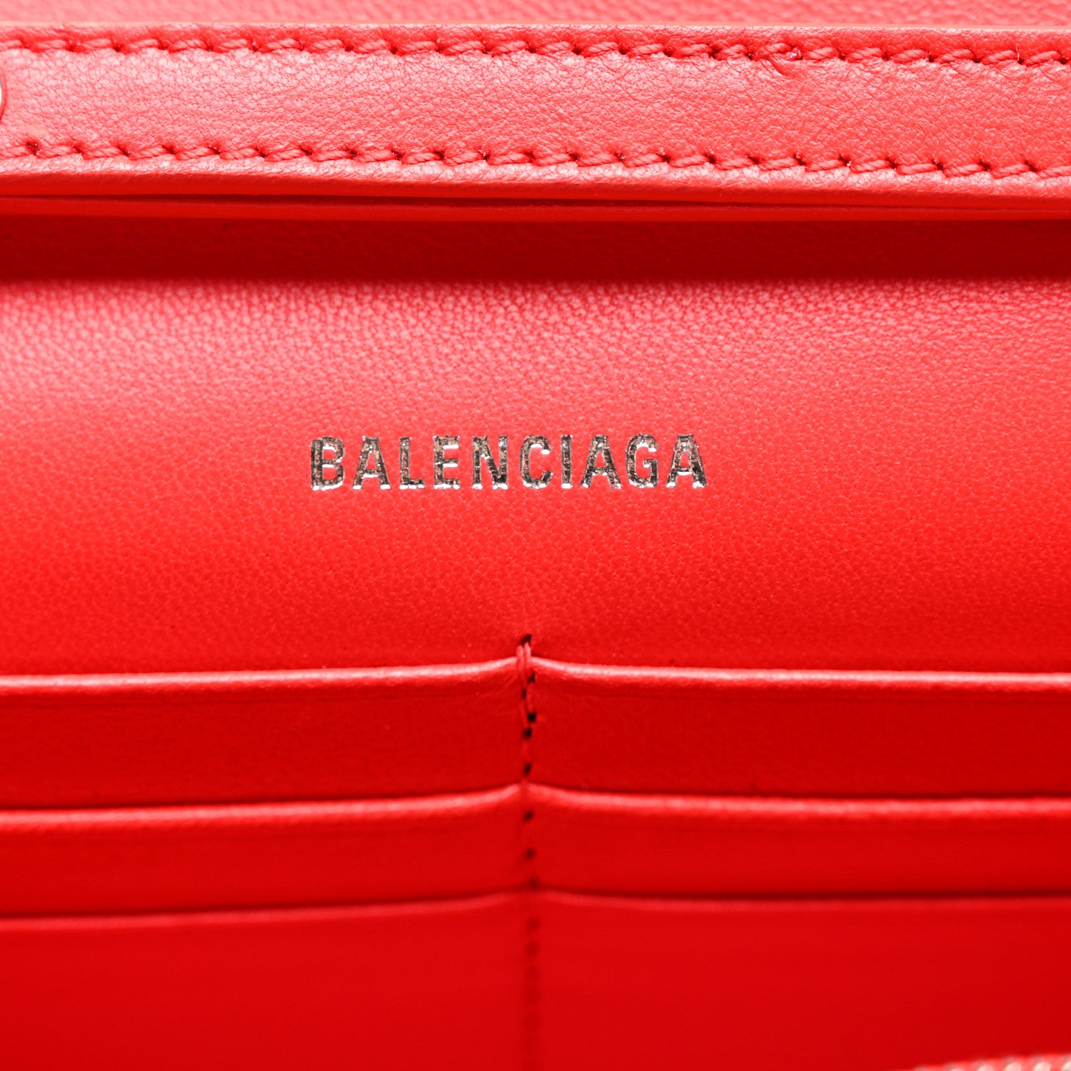 Balenciaga Metallic Smooth Calfskin Crystal Diagonal Allover Logo Hourglass Wallet Flame 5 of 8