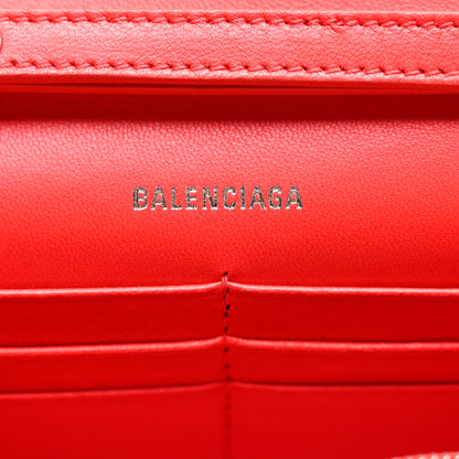 Balenciaga Metallic Smooth Calfskin Crystal Diagonal Allover Logo Hourglass Wallet Flame 5 of 8