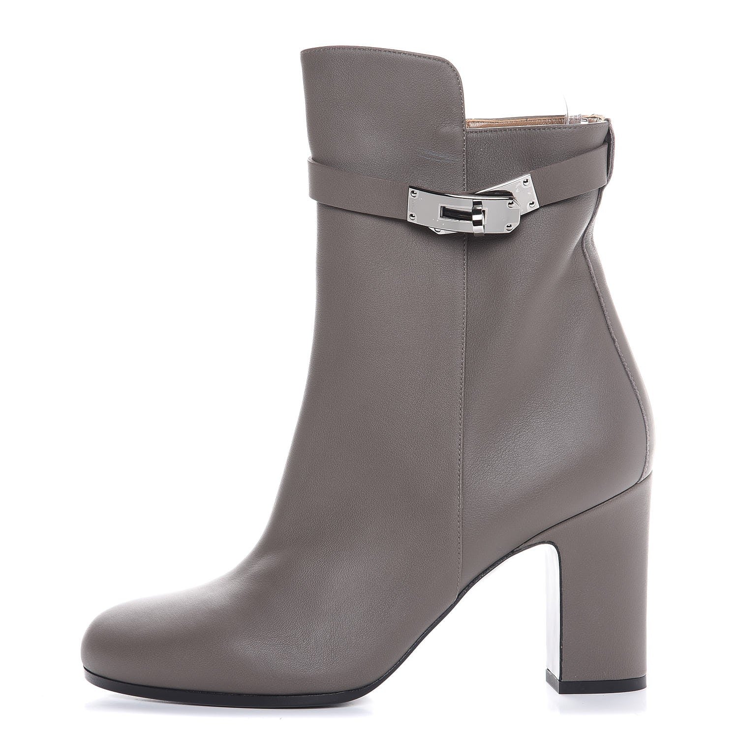 Hermes Calfskin Joueuse Ankle Boots 38.5 Etain 1 of 10