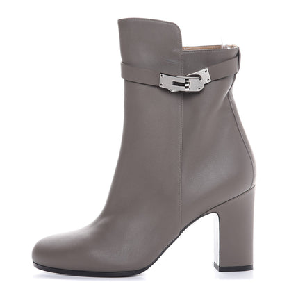 Hermes Calfskin Joueuse Ankle Boots 38.5 Etain 1 of 10