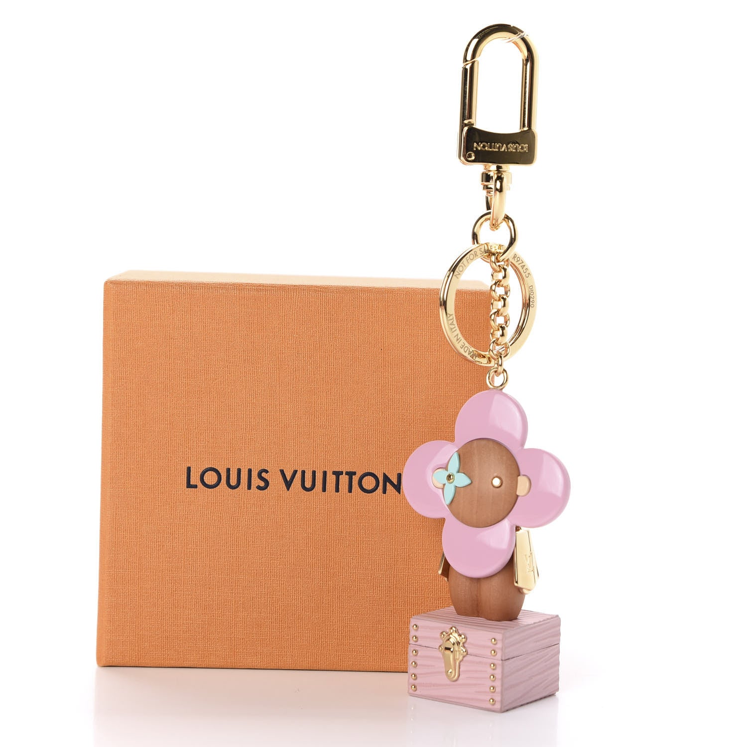 Louis Vuitton Resin Wood Vivienne Trunk Bag Charm Pink 5 of 5