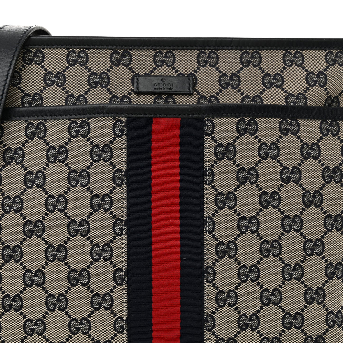 GG Supreme Monogram Web Flat Messenger Bag Navy