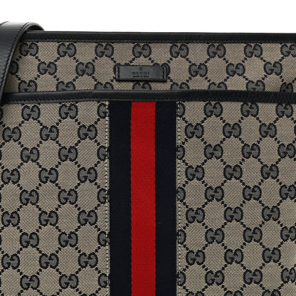 Gucci GG Supreme Monogram Web Flat Messenger Bag Navy 8 of 12