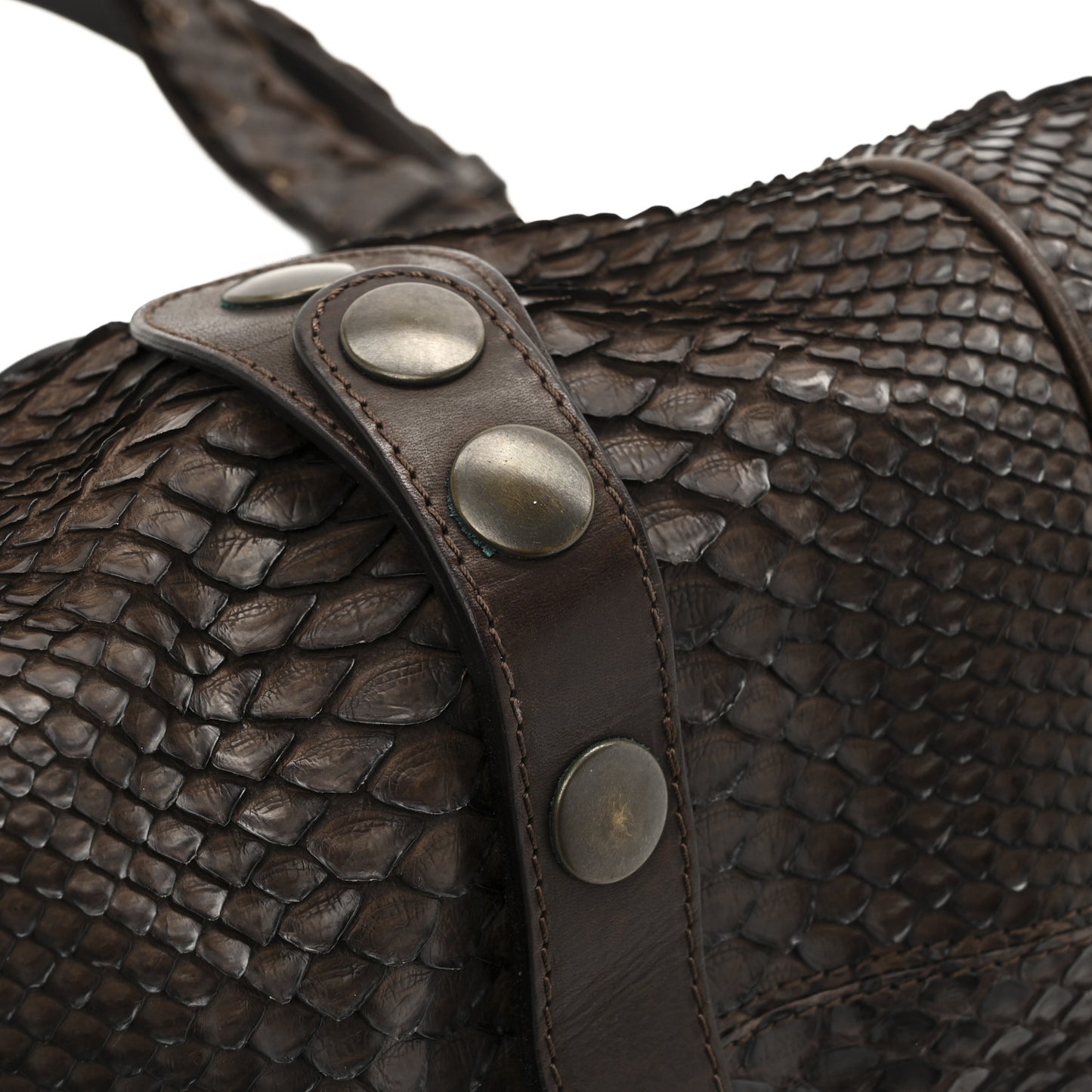 Snakeskin Silverado Shoulder Bag Dark Brown