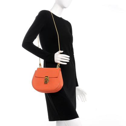 Chloe Grained Lambskin Medium Drew Shoulder Bag Orange 2 of 7